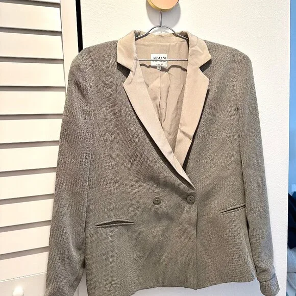 Vintage Armani Collezioni Gray Taupe Blazer Worn 1x Size EU 46 / US L